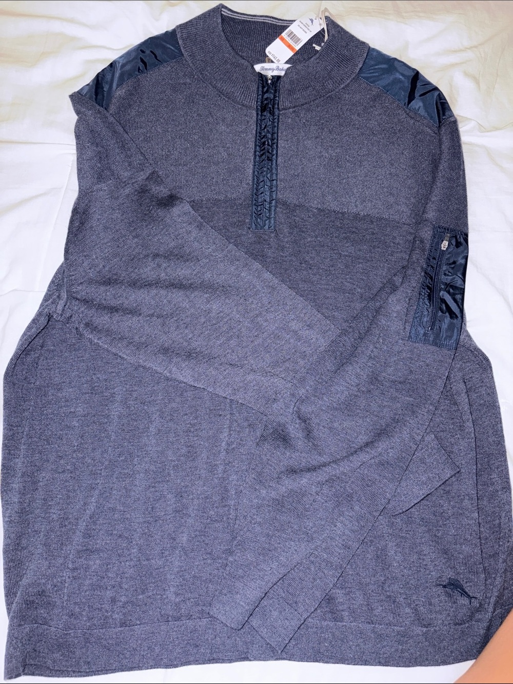 Tommy Bahama Men's Navy Heather Quarter-Zip Sweater